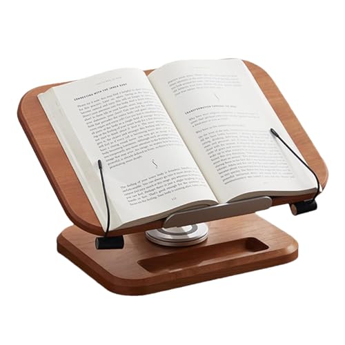 Soporte para libros de: versátil expositor para libros, organizador de libros | Portadocumentos de madera con marco de aluminio, bandeja para libros con clip para páginas para leer, libros de y