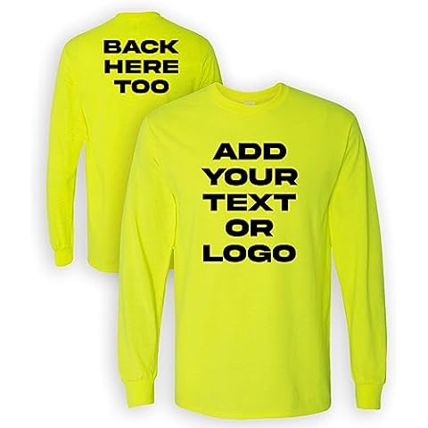 Kolossus Customizable High Visibility Long Sleeve Work Shirts Design Your Own Personalized t Shirts with Logo Photo Text Safety Green Cover