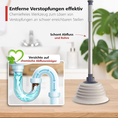 Pömpel Abfluss Gummi, Pümpel Saugglocke Abfluss Waschbecken 160mm Groß, Perfekter Abflussreiniger, für Sauber Toilette Badewanne oder Waschbecken verstopfte Rohre Werkzeug
