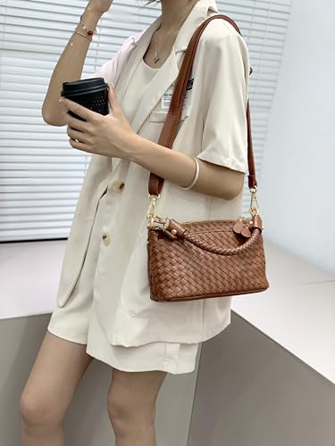 vegan leather crossbody bag for women small shoulder purse with braided top handle versatile tote bag with adjustable strap