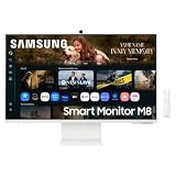 Samsung Smart Monitor M8 (S32FM801), Flat 32'', 3840x2160 (UHD 4K), Smart Hub con AI, Office 365, Gaming Hub, Speaker Integrati, Telecomando, WiFi, HDMI, USB-C