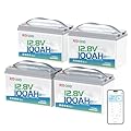 Redodo Smart Bluetooth Lithium Battery, Group 31 12V 100Ah LiFePO4 Battery, Low-Temp Protection, Trolling Motor Battery Built in Upgraded 100A BMS, Ideal for Marine, Boat, RV, Solar, Off Grid 4 Pack