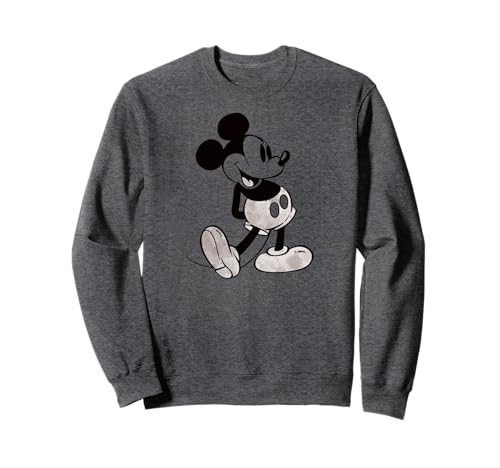 Sweatshirt Mickey Mouse Disney noir et blanc à motif vintage minimaliste