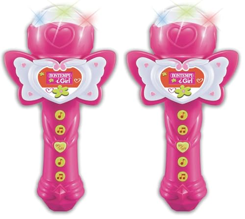 Lot de 2 micros Bontempi 412071 blanc et rose pour de super soirées karaoké en herbe