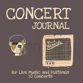 Concert journal for Live Music and Festivals 50 Concerts Retro style. Gift for music lovers.Notebook for recording concert details & memories. Space ... rock, salsa and more Concerts and festivals