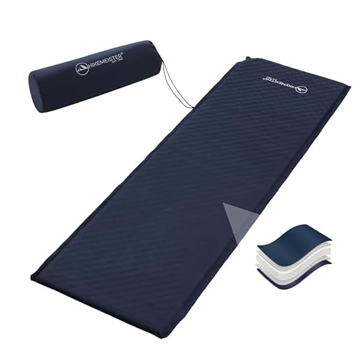 Hikemeister Zelfopblazende isomat, 198 x 65 x 5 cm, schuimrubberen slaapmat voor camping, licht en waterafstotend, isolatiemat voor buiten, luchtmatras camping