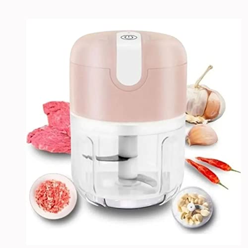 Mini Processador De Alimentos 3 Lâminas Elétrico 250ml Usb (Rosa)