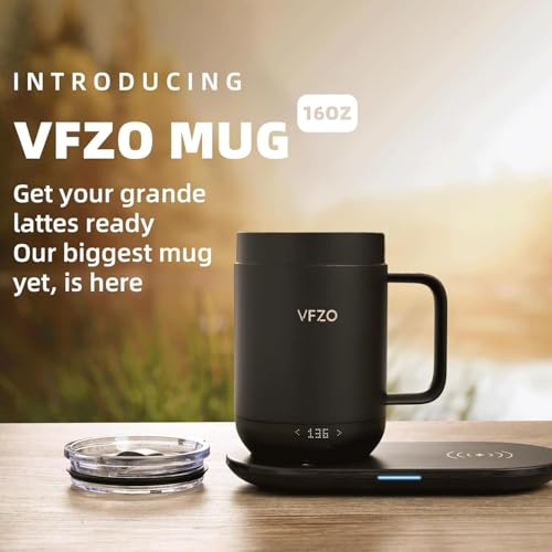 Image of Self Heating Coffee Mug,High-Capacity- 18 oz, 180 Min Battery Life, Smart Heated Coffee Mug,Smart Mug, Simple Temperature Control Operation, Gifts for Family Members (Tintenschwarz)
