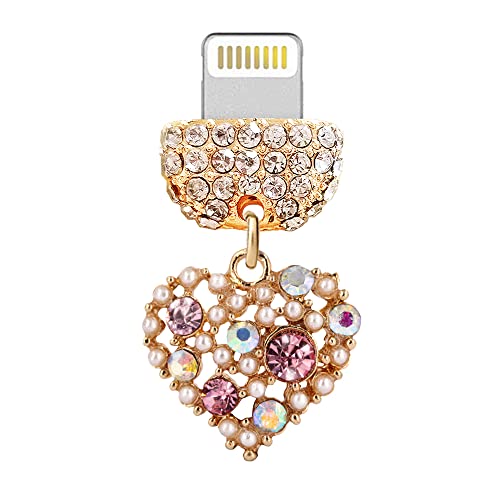 Breloque en cristal ELISE & FONDA avec port de charge rose pour iPhone et iPad