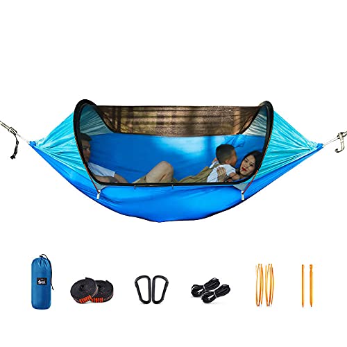 Hamac avec moustiquaire – Hamac de camping anti-retournement, tissu de parachute pour l'extérieur