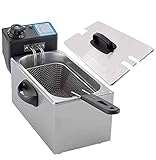 LBSI Freidora 1000 /2000W, Freidora Industrial, Acero Inoxidable, Freidora con Aceite Fácil de Limpiar, Control de Temperatura (2,5L, 3,5L, 4L) (Color : 4L-2000W)