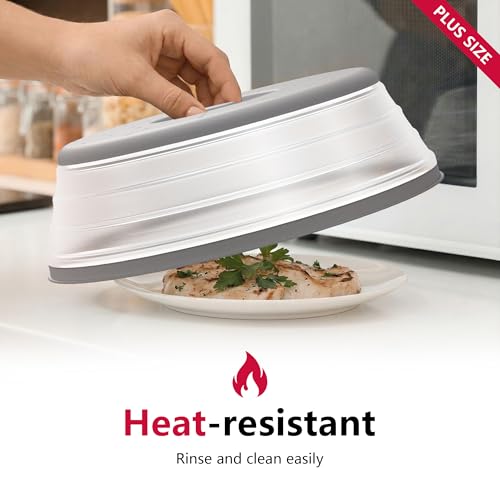 Image of WVM Microwave Splatter Cover Vented for Food with Hook Hole, Splatter Guard & Colander Kitchen Gadget for Food, Meal Prep, Grey, L(13.39 inchx3.94 inch)-Pack of 1