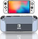 ECHZOVE Switch OLED Protective Case - Clear Hard Cover & Shockproof TPU Joy-Con Shell, Slim Anti-Fingerprint Design - All-Round Protection for Nintendo Switch OLED 2023