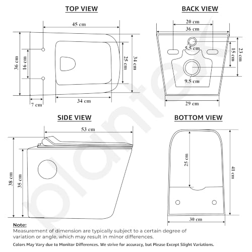 Image of Plantex Commode for Toilet /Rimless Western Commode /Wall Hung Toilet with Soft Close Seat - P Trap (T05, Green)