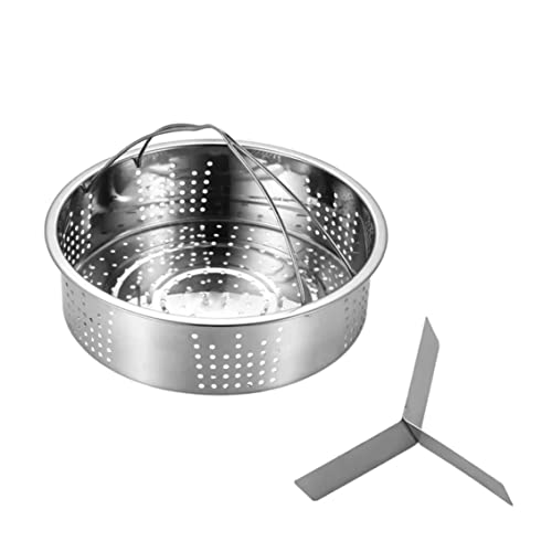 Cesta de vapores 8.3 '' Costilla de vapor redonda Canasta de vapores de acero inoxidable con 3 divisores removibles ＆ Manija una rejilla de vapor para vegetales para cocinar a presión