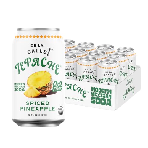 De La Calle Tepache - Spiced Pineapple - Modern Mexican Soda - Craft Fermented Pineapple Sparkling Beverage - Certified Organic, Non-Alcoholic, Healthy Soda, Low Sugar, Low Calorie, Non-GMO