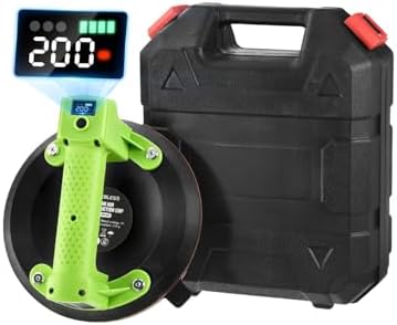 Electric Suction Cups for Glass, 8" Tile Suction Cup Vacuum Lifter with LCD Display and Battery, 200KG Load Capacity Heavy Duty Lifting Tool for Floor, Tiles, Marble, Windows