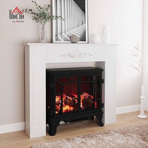Image of HOMCOM Modern Fireplace Mantel, Freestanding Fireplace Surround with Leg for Electric Fireplaces, 44.7 inch W x 40 inch H, White