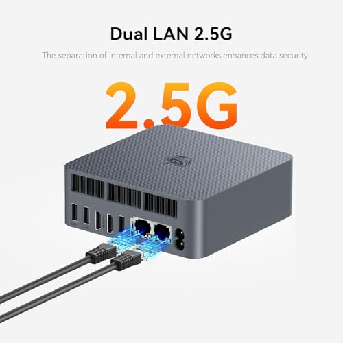 Image of Beelink EQR6 Mini PC Win11 Pro, AMD Ryzen5 6600U(6C /12T up to 4.5 GHz), 24GB LPDDR5 500G NVME SSD, AMD Ryzen 660M 6 Cores 1900MHz, Dual 2.5G LAN /WiFi 6 /BT5.2, Built in PSU, Dual Display