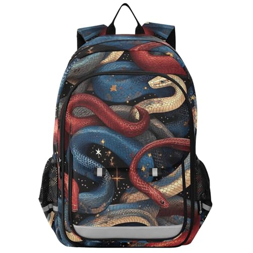 Snakes Stars Backpack Lightweight Bookbag Travel Backpack College School Laptop Bag with Reflective Stripes
