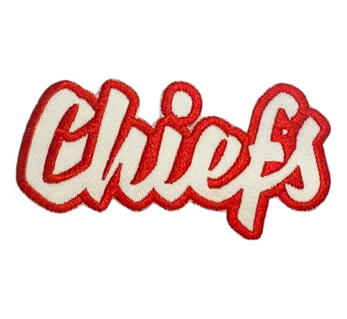 (2x4) Chiefs Team Spirit Embroidered Iron on Patch (White Twill/Red)