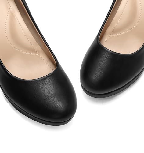 mysoft Women's Pumps Closed Toe High Heel Pumps Round Toe Platform Dress Shoes3