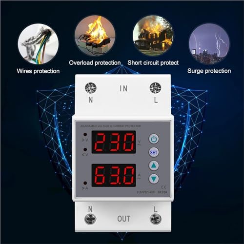 Moniteur 3P 54 mm réglable pour protéger la maison des surtensions - 6