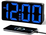 PPLEE Alarm Clock for Bedroom with Night Light & Bold Digits-7 in Digital Clock with Dual Alarms & USB Charger...