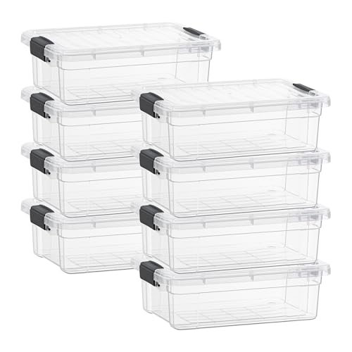 Image of Superio 2.3 Quart Clear Plastic Storage Containers with Lids, Stackable Organizer Bins, BPA-Free Storage Boxes for Home, Office, Dorm & Classroom, 8 Pack