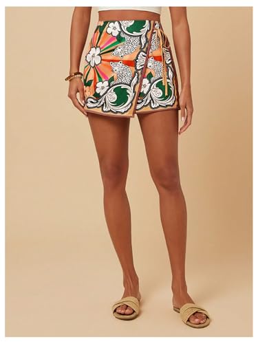 Image of SweatyRocks Women's Boho Mini Skirts Floral Shorts Tie Side Wrap Skorts