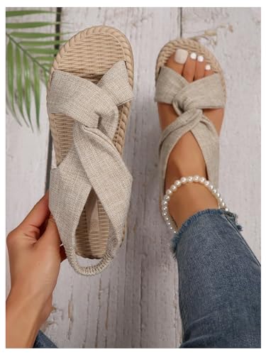 Verdusa Women's Open Toe Elastic Ankle Strap Flat Sandals Summer Shoes3