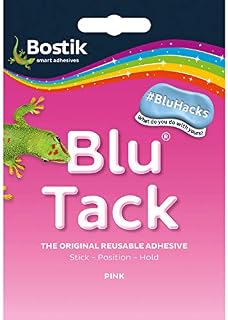 Bostik Blu Tack Pink, Multipurpose Reusable Adhesive, Clean, Safe & Easy to Use, Non-Toxic, 60g