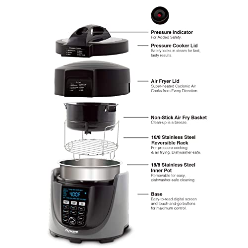 NuWave Duet Pressure Cooker, Air Fryer & Grill Combo Cooker Delux