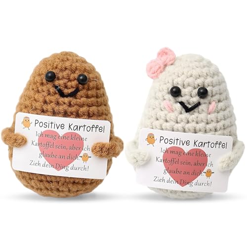 OhebEsx 2 Stück Positive Kartoffel Pocket Hug Kartoffel Positive Potato Kreative Handarbeit Geschenkidee Kuschelige Strickpuppen Für Entspannung Und Dekoration für Freund Freundin Prüfung