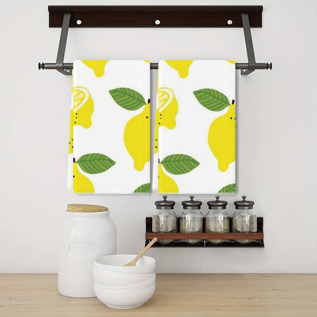 Handtuch-Set Mit Zitronen-Stickerei – 2 Stück, Baumwolle, 34 X 75 Cm, Zitronengelb
