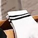 Women Cotton Socks Vintage Cute Socks Female Socks Warm Casual Hosiery Striped Cotton Sports Middle Tube Hosiery(White)