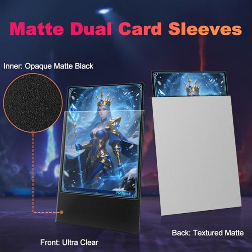 Image of 200 Pack Card Sleeves, Matte Dual Trading Card Sleeves with Opaque Back & Smooth Shuffle, Tear Resistant Card Protectors for MTG, TCG and Game Cards (Justice Silver)