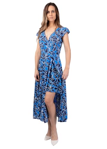 Robe estivale Lolita en viscose bleue mi-longue pour vos sorties en terrasse