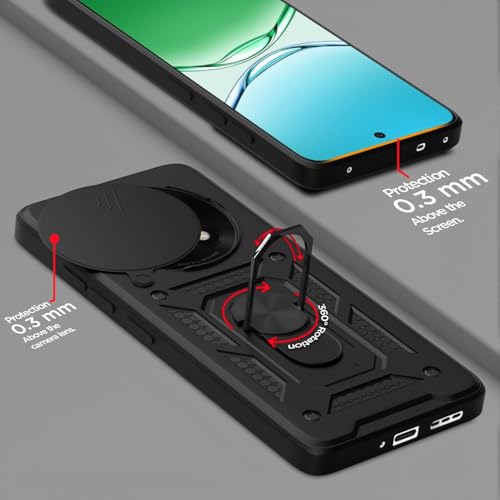 Image of Luxe Back Cover for Oppo F29 Pro 5G | D10 Tough Armor Case | Sliding Camera Shield | 360 Protection | Kickstand Ring Holder | Military-Grade Shockproof Bumper Case