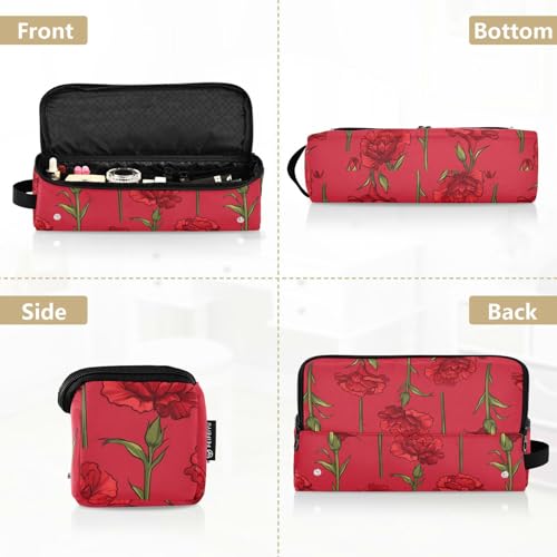 Red Cartoon Carnations Hair Tool Travel Bag with Iron Mat Portable Hair Styling Tool Organizer for Flat Iron Hot Tools and Haircare Accessories Travel Bag for Women miniatura 5
