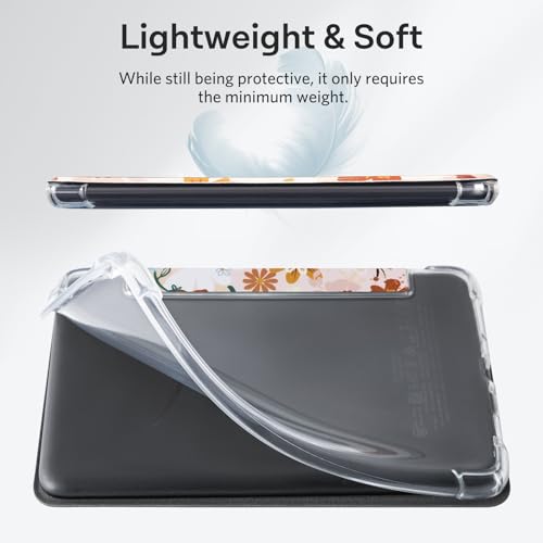 Image of CoBak Case for 6 inch Kindle 11th Gen (2024 and 2022 Release) - Ultra Slim Transparent Clear TPU Back Shell Protective Cover with Auto Wake /Sleep for Kindle 11th Generation 2024 Release, Flowers