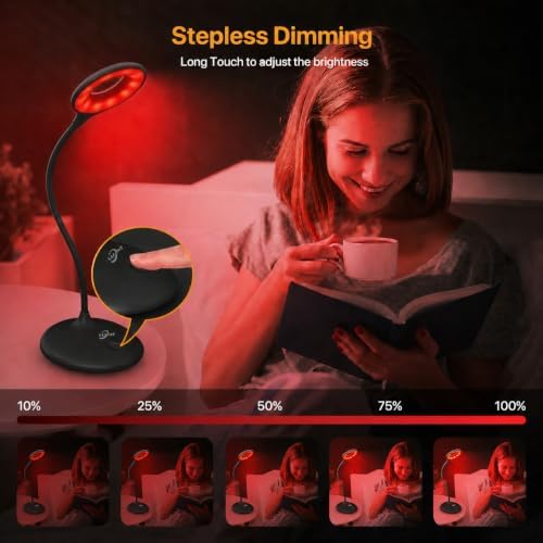 LLLPRT 670nm Red Light Therapy Desk Lamp for Reading Sleep in Bedroom Dorm — view 5