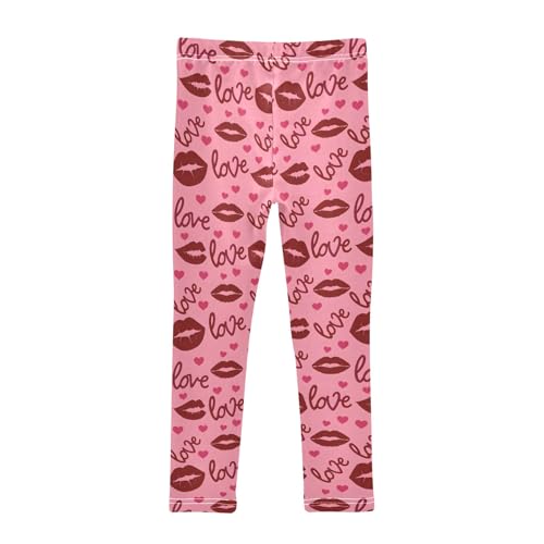 Mouth Heart Pattern Girls Leggings Soft Comfortable Athletic Leggings Dancing Pants for 4-10 Years2