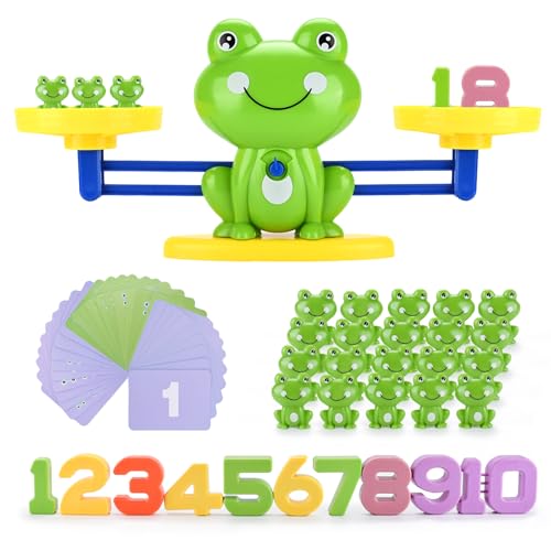 UCAMP Jogo educativo Montessori de matemática para crianças, jogo de contar e calcular com sapo educativo com escalas e acessórios, brinquedos educativos para presente para meninos e meninas de