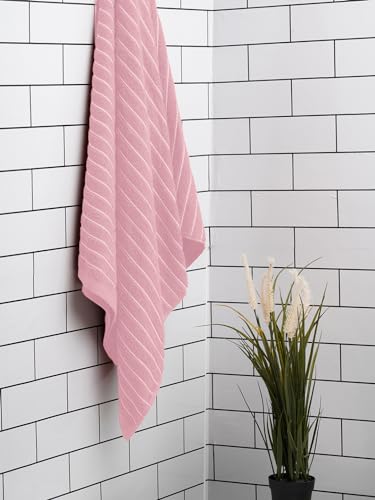 Image of Welspun 2-in-1 100% Cotton Bath Towel-Parfait Pink