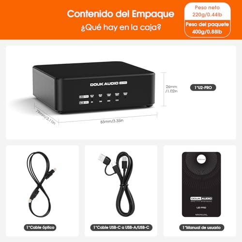 Interfaz digital USB (DDC) Douk Audio U2 PRO XMOS XU316, USB-C a óptico/coaxial/HDMI-IIS, DSD512/PCM768kHz, convertidor de audio digital-analógico portátil para DAC/PS5/amplificador - imagen 8