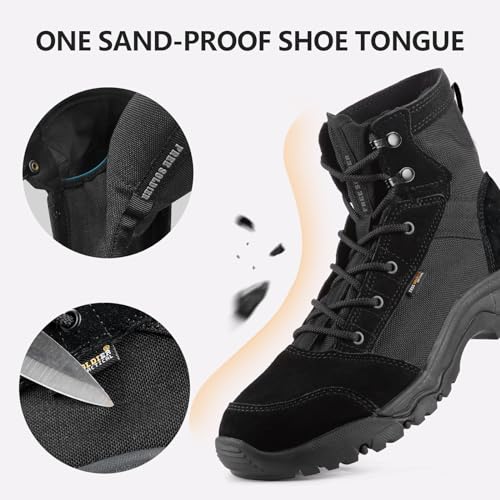 FREE SOLDIER Men's Tactical Hiking Boots 6 Inches Lightweight Breathable Work Boots Military Desert Boots(Black 11)4