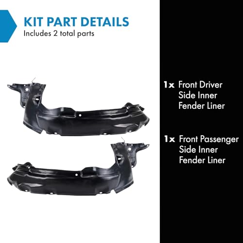 Image of TRQ Front Inner Fender Liner Set Compatible with 2001-2004 Ford Escape FO1248110 FO1249110