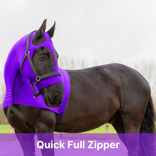 Image of Resistance Horse Hood Slinky Lycra Zippered Mane Braid Shoulder Guard - Horse Sleazy Slickers Care Sheet