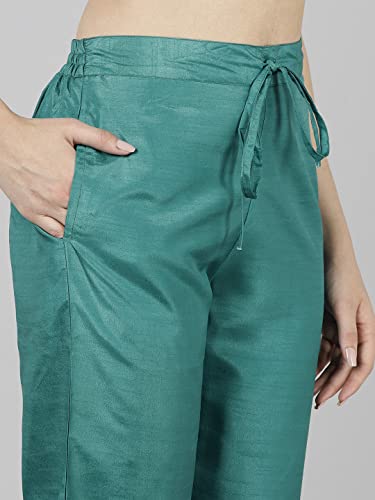 Image of Vaamsi Women's Poly Silk Solid Yoke Design Straight Kurta Set With Dupatta